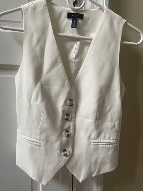 Aqua Ivory Button-Front Tailored Vest